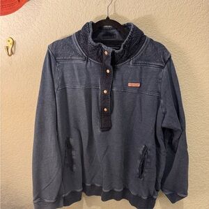 Vineyard Vines Blue Pullover Sweatshirt with Button Details